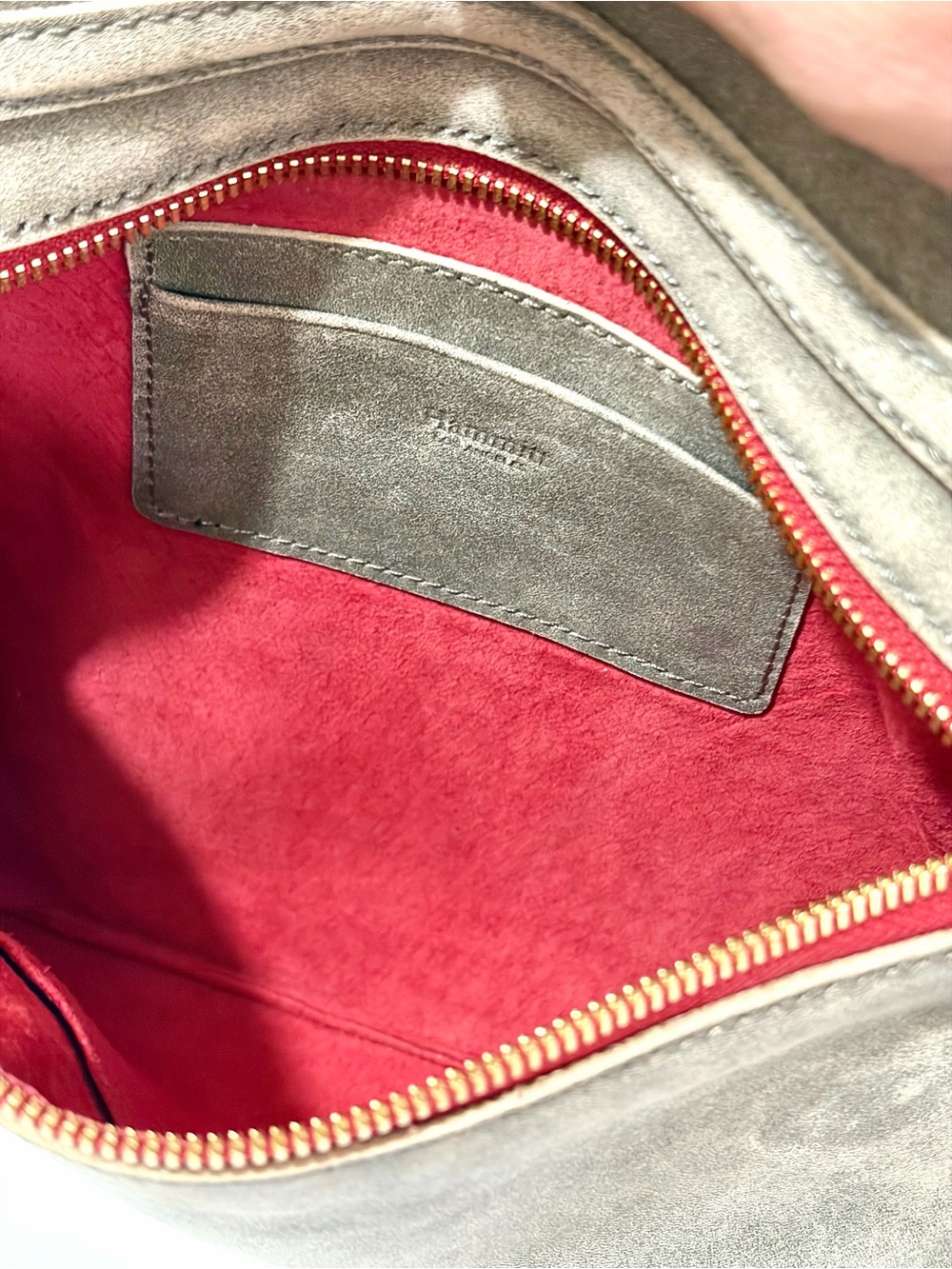 Hammitt VIP Medium Crossbody In Pewter With Gold Hardware/Red Zip - Picture 15 of 16